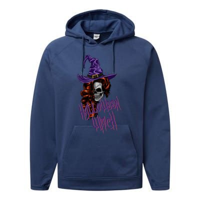 Halloween Witch Scary Halloween Skull Witch Skeleton Gift Performance Fleece Hoodie