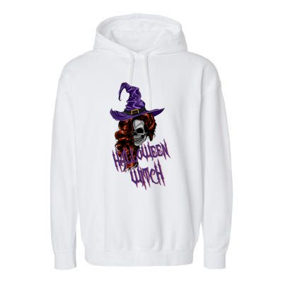 Halloween Witch Scary Halloween Skull Witch Skeleton Gift Garment-Dyed Fleece Hoodie