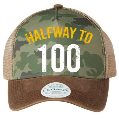 Half Way To 100, Funny 50th Birthday Joke Legacy Tie Dye Trucker Hat