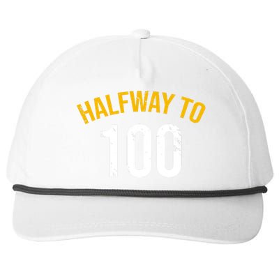 Half Way To 100, Funny 50th Birthday Joke Snapback Five-Panel Rope Hat