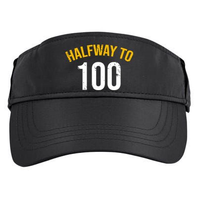 Half Way To 100, Funny 50th Birthday Joke Adult Drive Performance Visor