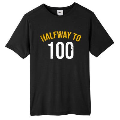 Half Way To 100, Funny 50th Birthday Joke Tall Fusion ChromaSoft Performance T-Shirt