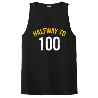 Half Way To 100, Funny 50th Birthday Joke PosiCharge Competitor Tank