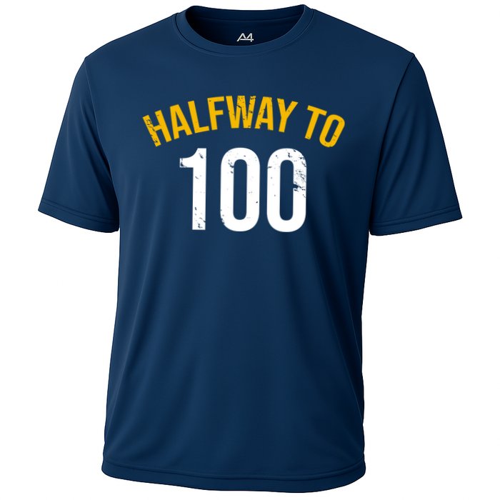 Half Way To 100, Funny 50th Birthday Joke Cooling Performance Crew T-Shirt