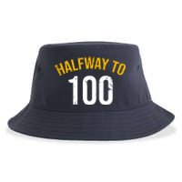 Half Way To 100, Funny 50th Birthday Joke Sustainable Bucket Hat