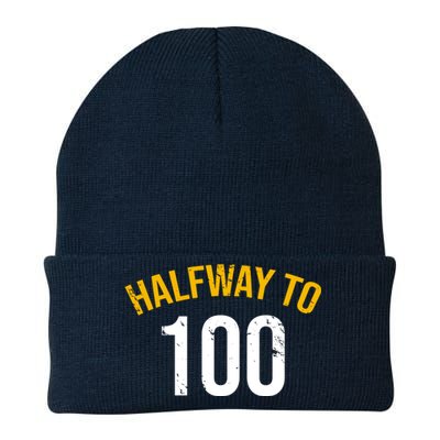 Half Way To 100, Funny 50th Birthday Joke Knit Cap Winter Beanie