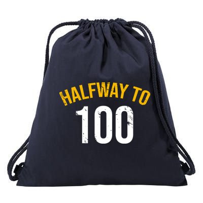 Half Way To 100, Funny 50th Birthday Joke Drawstring Bag