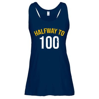 Half Way To 100, Funny 50th Birthday Joke Ladies Essential Flowy Tank