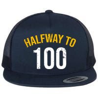 Half Way To 100, Funny 50th Birthday Joke Flatbill Hat