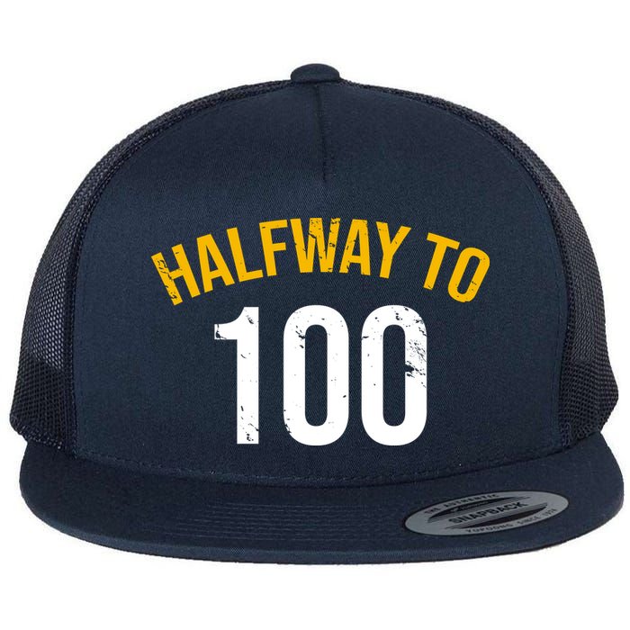 Half Way To 100, Funny 50th Birthday Joke Flatbill Hat