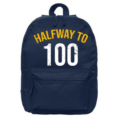 Half Way To 100, Funny 50th Birthday Joke 16 in Basic Backpack