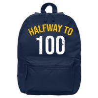 Half Way To 100, Funny 50th Birthday Joke 16 in Basic Backpack