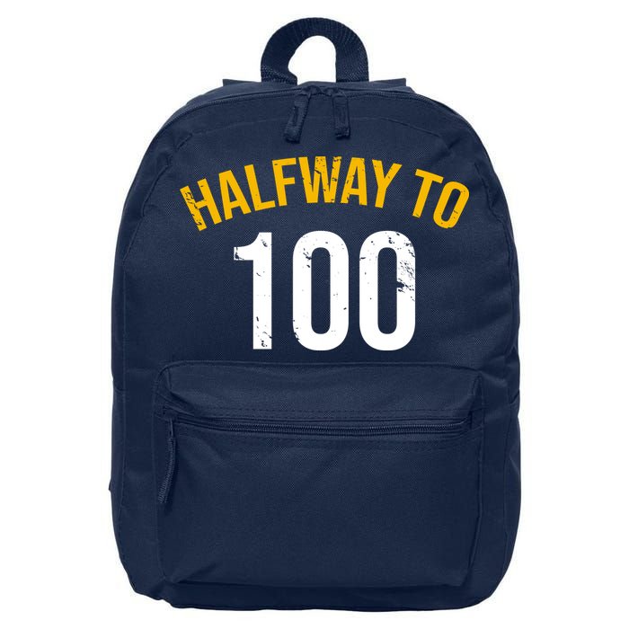 Half Way To 100, Funny 50th Birthday Joke 16 in Basic Backpack