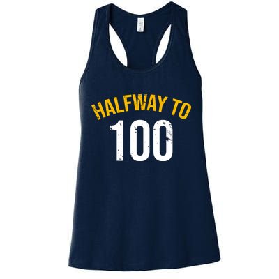 Half Way To 100, Funny 50th Birthday Joke Womens Tank Top