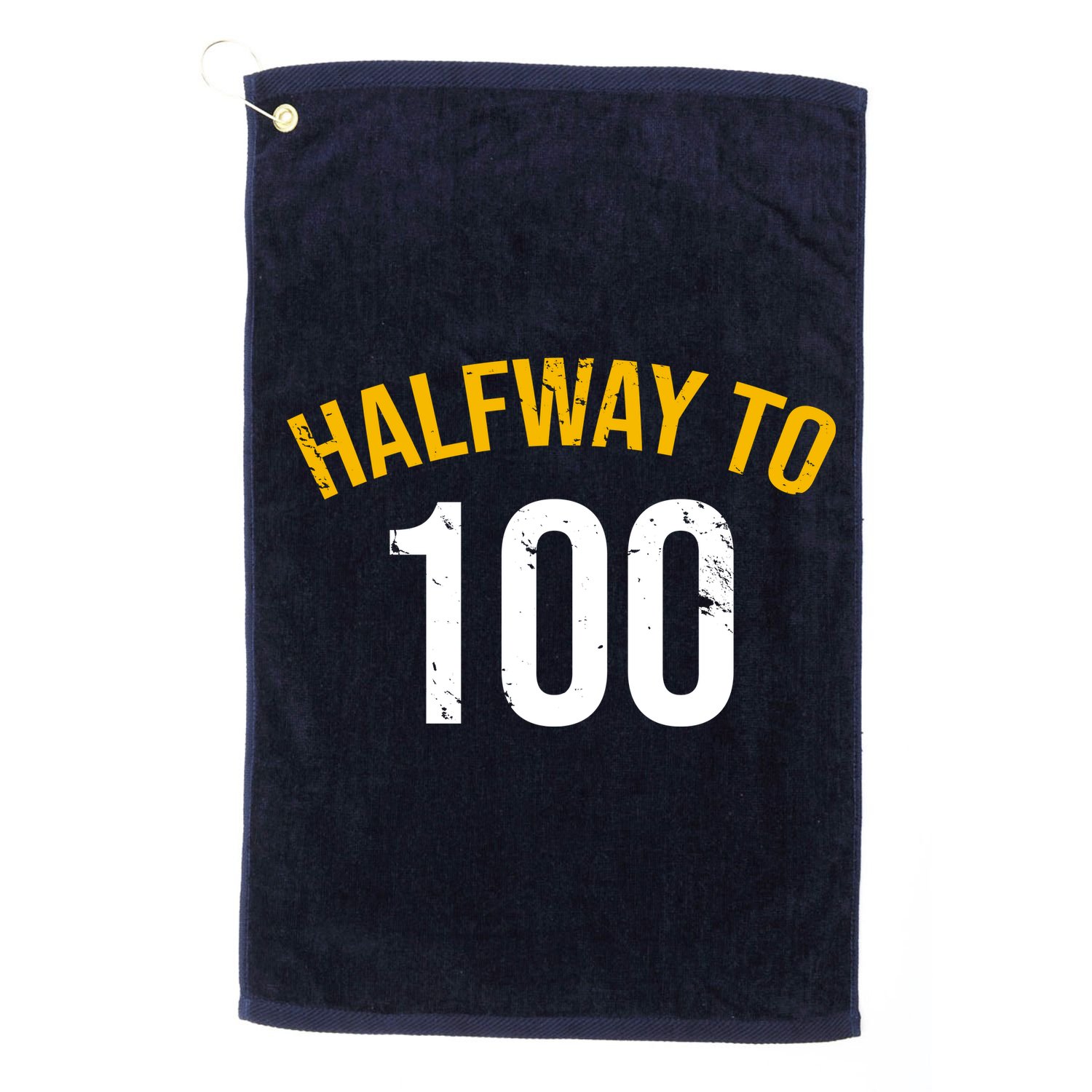 Half Way To 100, Funny 50th Birthday Joke Golf Towel
