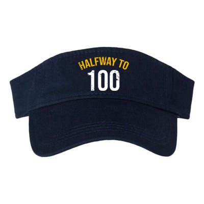 Half Way To 100, Funny 50th Birthday Joke Valucap Bio-Washed Visor