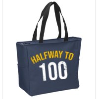 Half Way To 100, Funny 50th Birthday Joke Zip Tote Bag