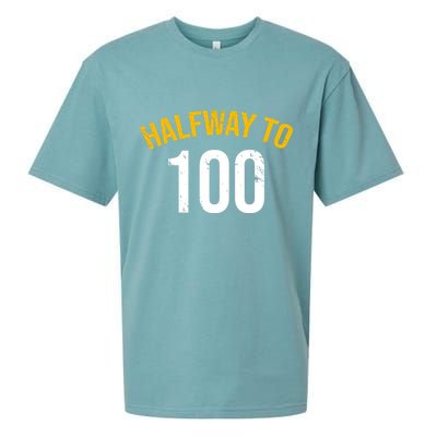 Half Way To 100, Funny 50th Birthday Joke Sueded Cloud Jersey T-Shirt