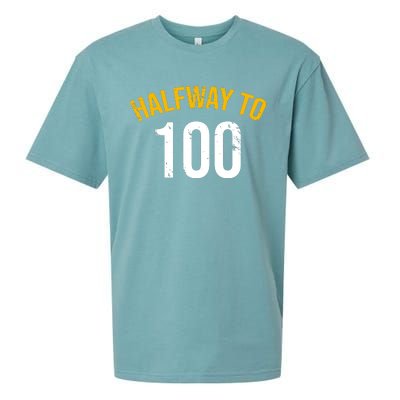 Half Way To 100, Funny 50th Birthday Joke Sueded Cloud Jersey T-Shirt