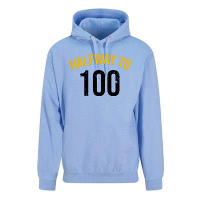 Half Way To 100, Funny 50th Birthday Joke Unisex Surf Hoodie