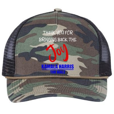 Harris Walz Thank You For Bringing Back The Joy Political Retro Rope Trucker Hat Cap