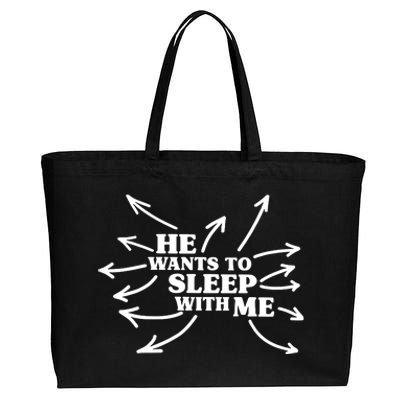 He Want To Sleep With Me Cotton Canvas Jumbo Tote