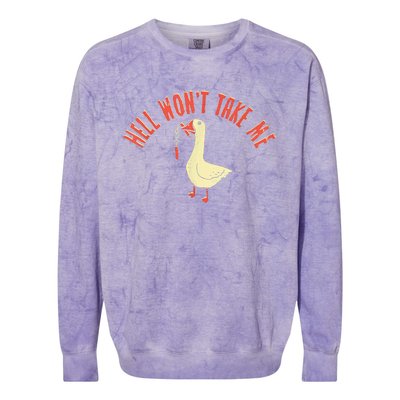 Hell Wont Take Me Funny Duck Colorblast Crewneck Sweatshirt