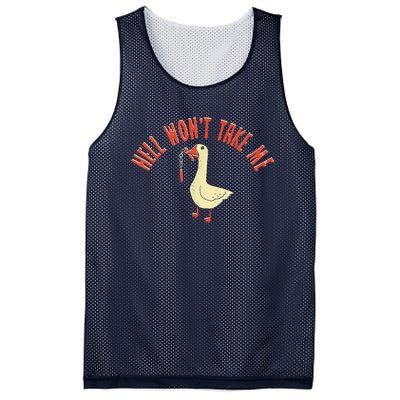 Hell Wont Take Me Funny Duck Mesh Reversible Basketball Jersey Tank