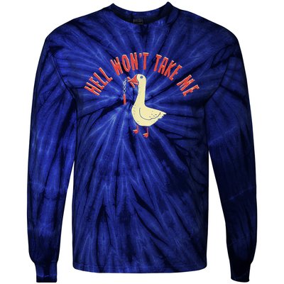 Hell Wont Take Me Funny Duck Tie-Dye Long Sleeve Shirt