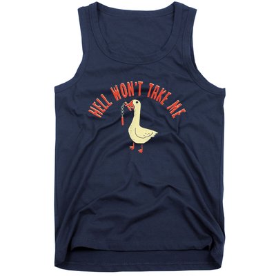 Hell Wont Take Me Funny Duck Tank Top