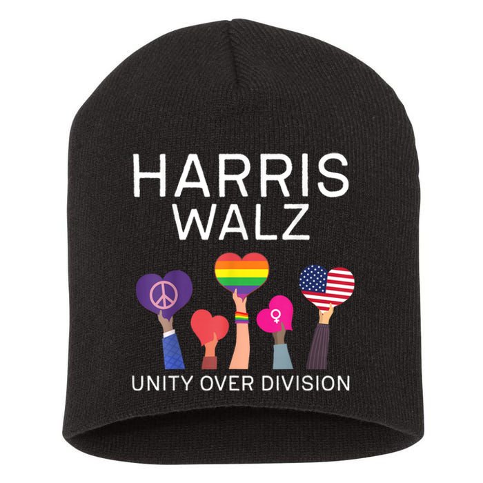 Harris Waltz Tim Walz Unity Over Division Short Acrylic Beanie