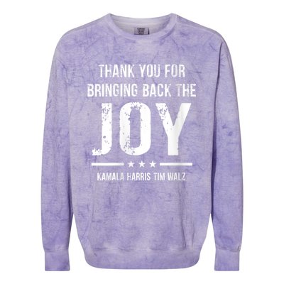 Harris Walz T Thank You For Bringing Back The Joy Political Colorblast Crewneck Sweatshirt