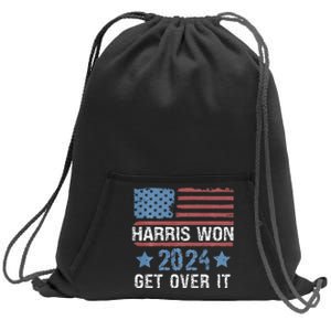 Harris Won The 2024 Elections Shirts Harris Won Get Over It Sweatshirt Cinch Pack Bag