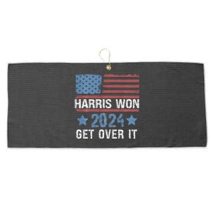 Harris Won The 2024 Elections Shirts Harris Won Get Over It Large Microfiber Waffle Golf Towel