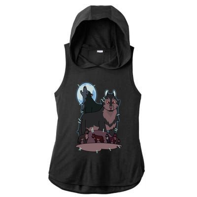 Hunter`S Wolf T Ladies PosiCharge Tri-Blend Wicking Draft Hoodie Tank