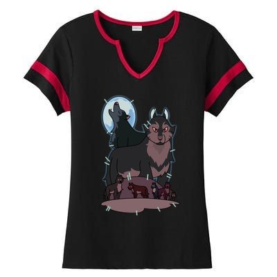 Hunter`S Wolf T Ladies Halftime Notch Neck Tee