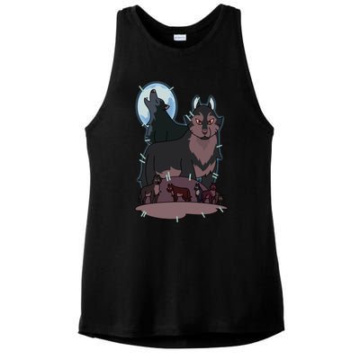 Hunter`S Wolf T Ladies PosiCharge Tri-Blend Wicking Tank