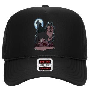 Hunter`S Wolf T High Crown Mesh Back Trucker Hat