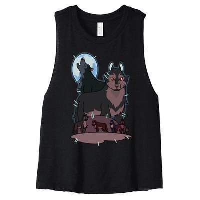 Hunter`S Wolf T Women's Racerback Cropped Tank