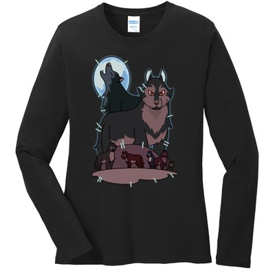 Hunter`S Wolf T Ladies Long Sleeve Shirt