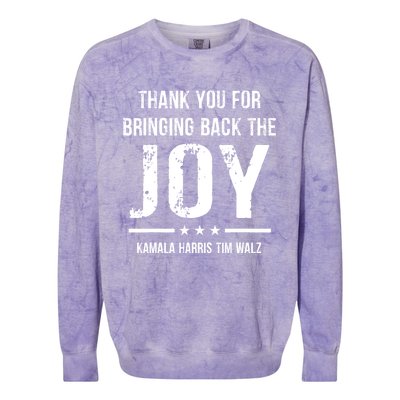 Harris Walz T Thank You For Bringing Back The Joy Political Colorblast Crewneck Sweatshirt