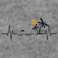 Heartbeat With Tropical Palm Trees Beach Island And Dolphin Toddler Hoodie