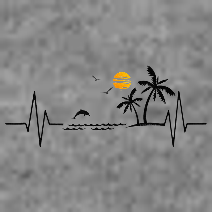 Heartbeat With Tropical Palm Trees Beach Island And Dolphin Toddler Hoodie