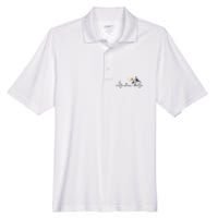 Heartbeat With Tropical Palm Trees Beach Island And Dolphin Men's Origin Performance Pique Polo