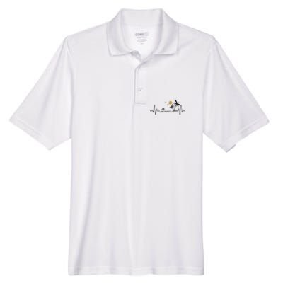 Heartbeat With Tropical Palm Trees Beach Island And Dolphin Men's Origin Performance Pique Polo