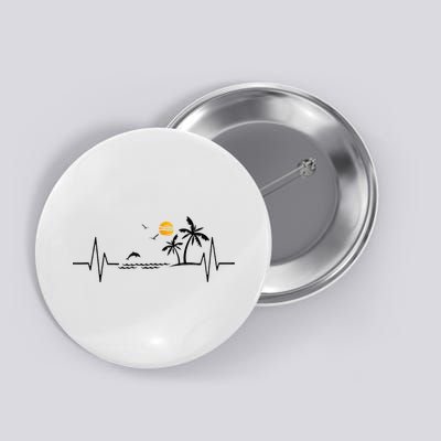 Heartbeat With Tropical Palm Trees Beach Island And Dolphin Button