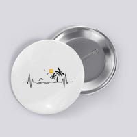 Heartbeat With Tropical Palm Trees Beach Island And Dolphin Button