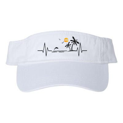 Heartbeat With Tropical Palm Trees Beach Island And Dolphin Visor