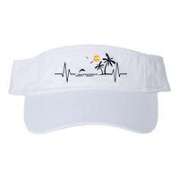 Heartbeat With Tropical Palm Trees Beach Island And Dolphin Visor