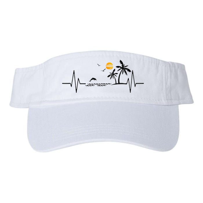 Heartbeat With Tropical Palm Trees Beach Island And Dolphin Visor